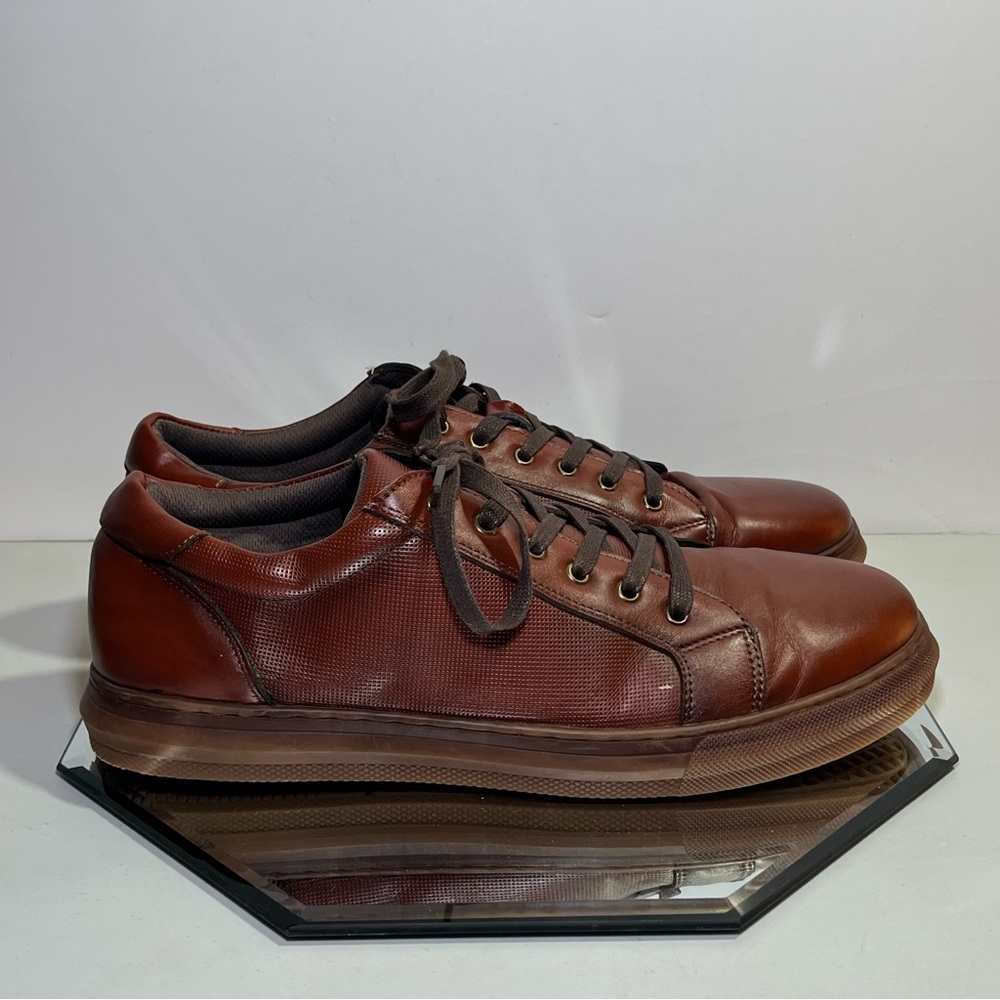 Azkbird Leather Oxford Sneakers, Men’s Size 11.5 Brown